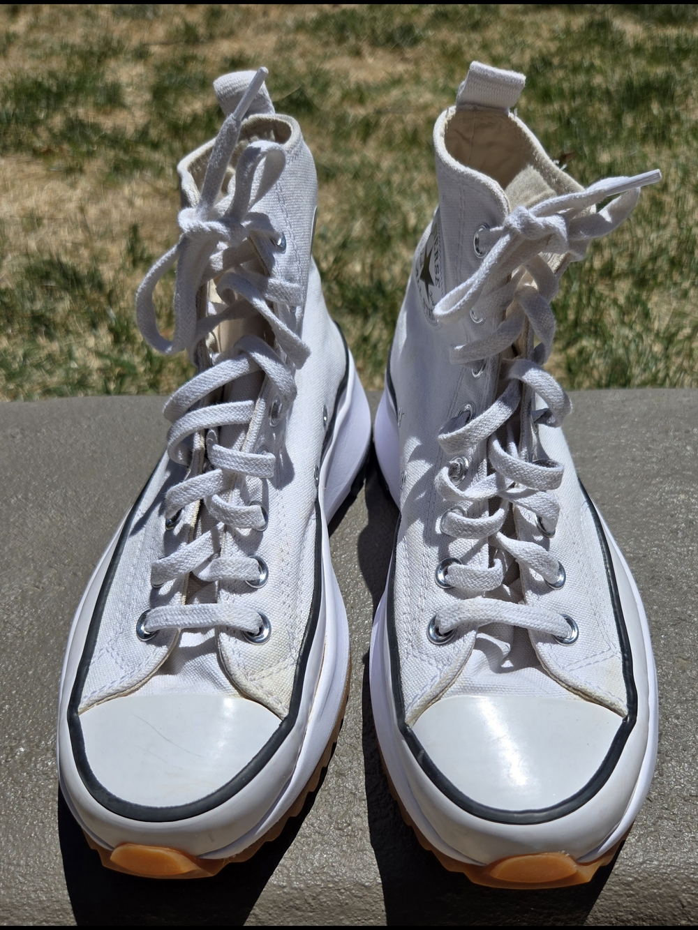 Converse White High-Top Canvas Sneakers with Gum Outsole